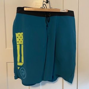 Blue and Yellow Reebok CrossFit Board Shorts Size Large